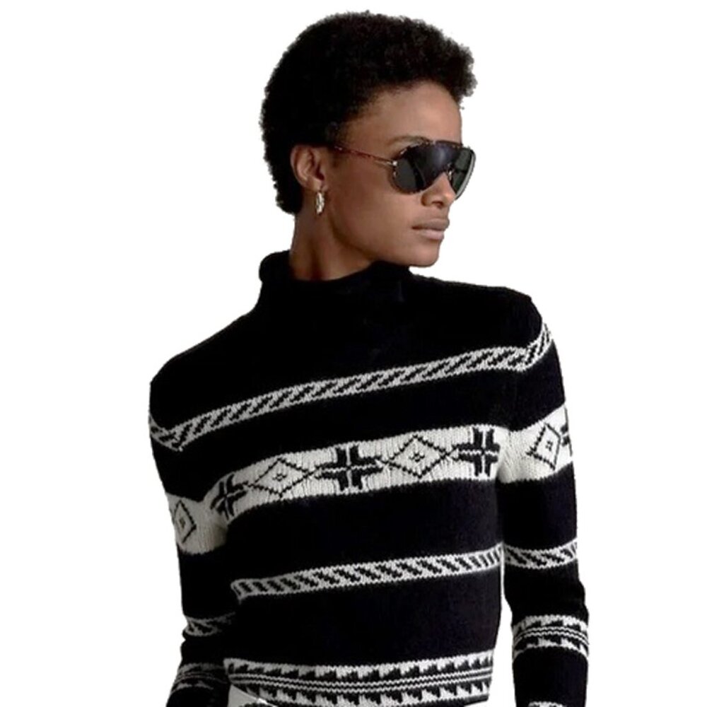 NEW $298 Polo Ralph Lauren Sweater!  Black & Creme Southwest Fair Isle  Heavier